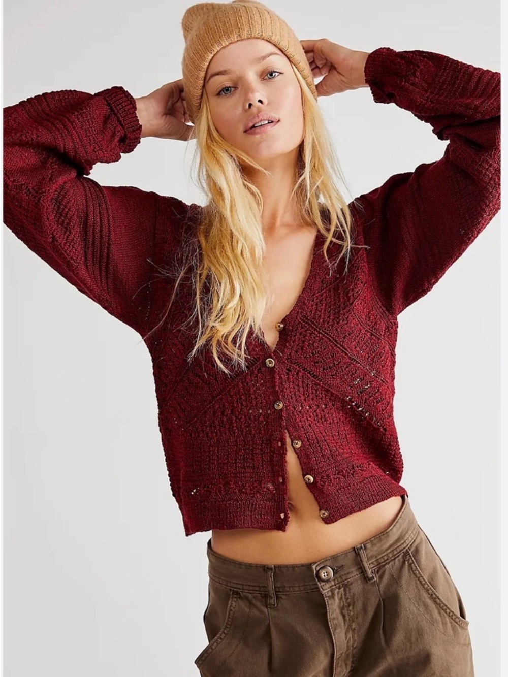 Free People + Made You Look Knit Button-Front Sweater Cardigan